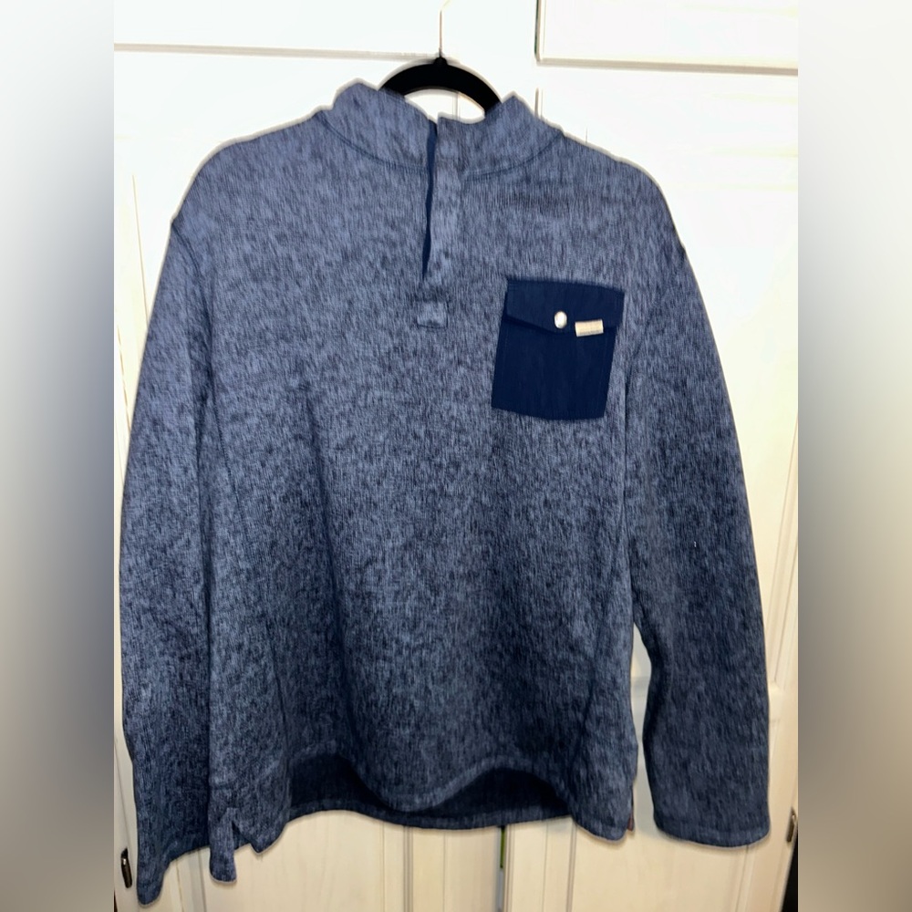 Woolrich 1/4 Quarter Button Pullover Sweater Blue Black Heather Men’s XL NWOT